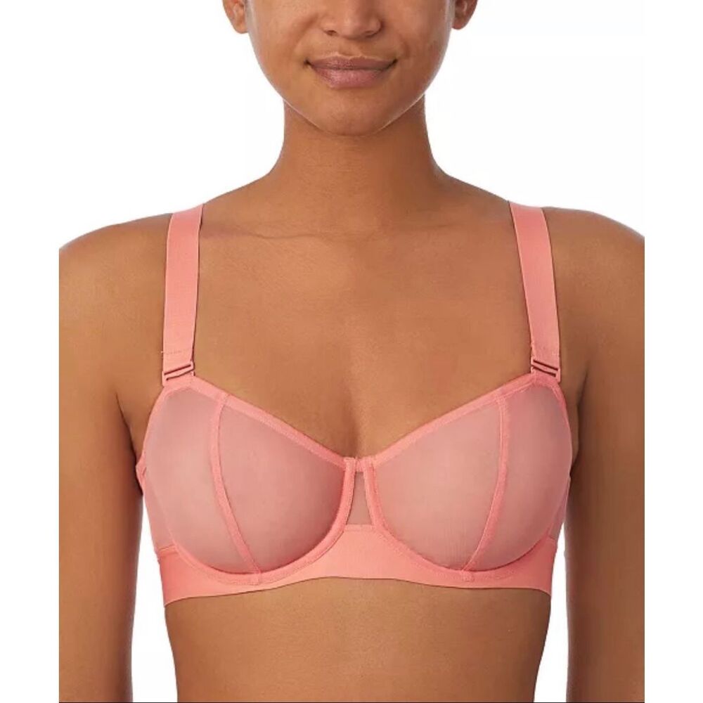 DKNY Sheers Strapless Convertible Mesh Bra Shell Pink 36A